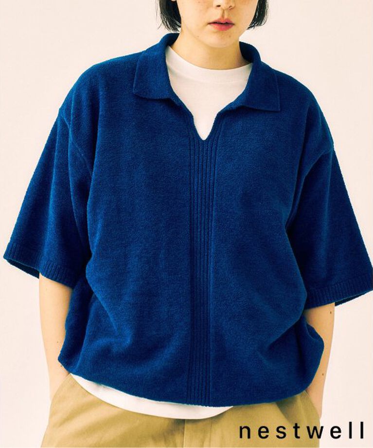 417 EDIFICE「NESTWELL / ネストウェル 417別注 スキッパーシャツ」|Tシャツ・カットソー|ブルー