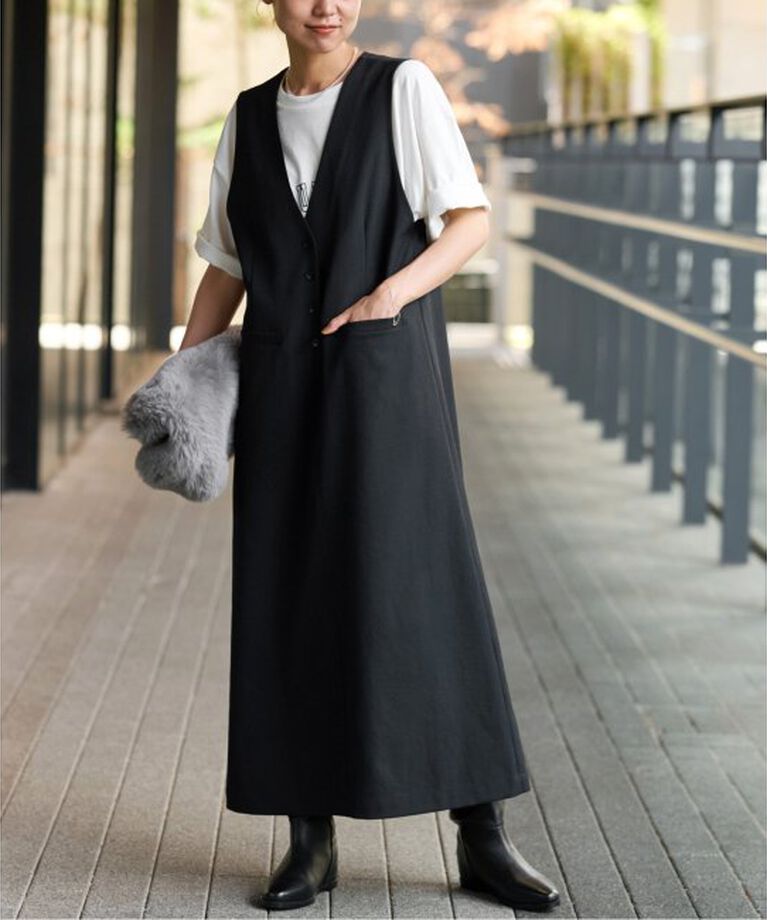 JOURNAL STANDARD relume「《2サイズ展開》ウォッシャブルストレッチジャンパースカート」|ワンピース|ブラック