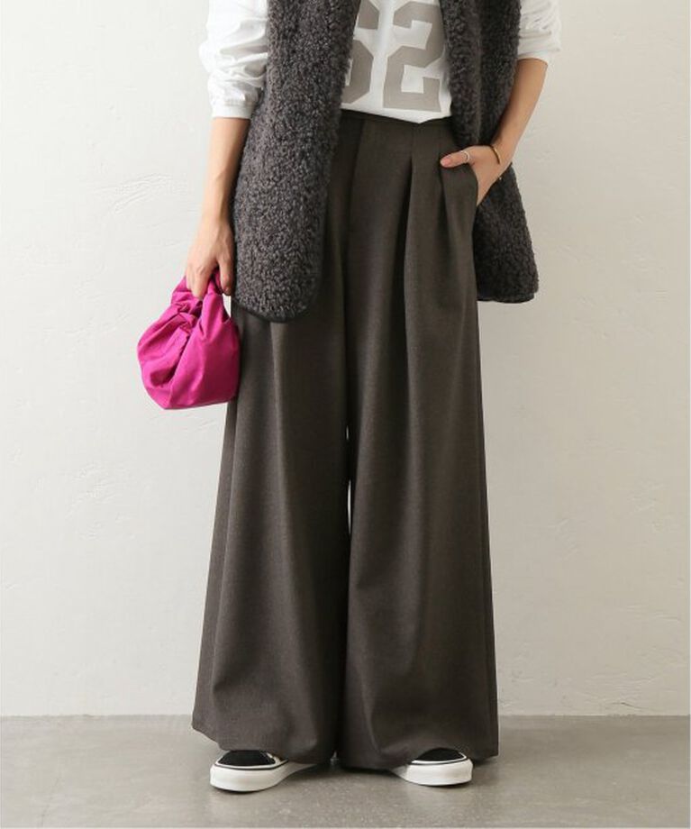 JOURNAL STANDARD relume「《追加4》ウォッシャブルサージストレッチタックワイドパンツ」|スラックス|