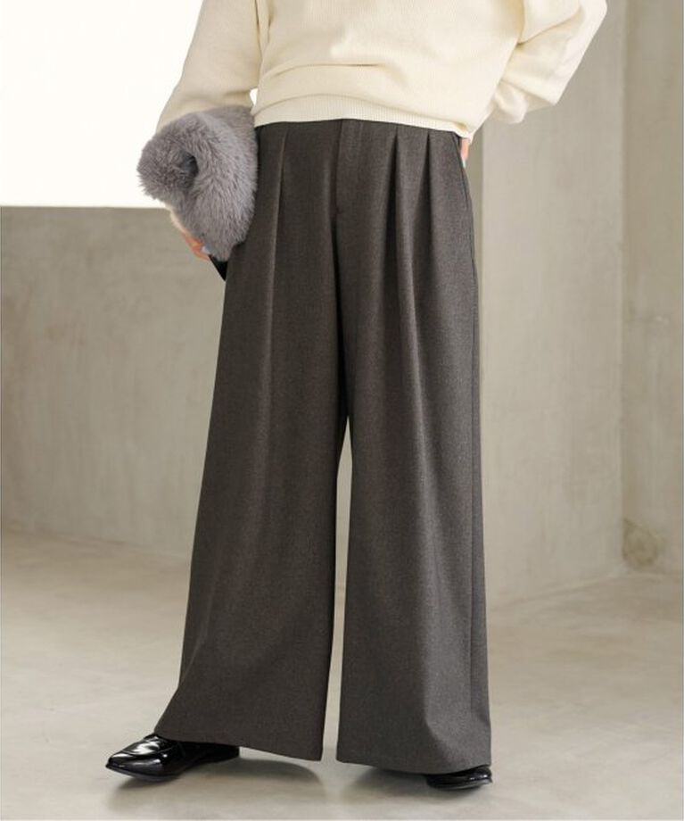JOURNAL STANDARD relume「《追加4》ウォッシャブルサージストレッチタックワイドパンツ」|スラックス|グレー