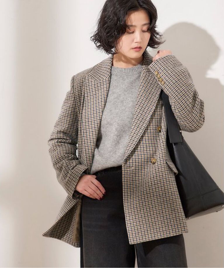 journal standard L'essage「チェックヘリンボーンブレザー」|テーラードジャケット|ベージュ