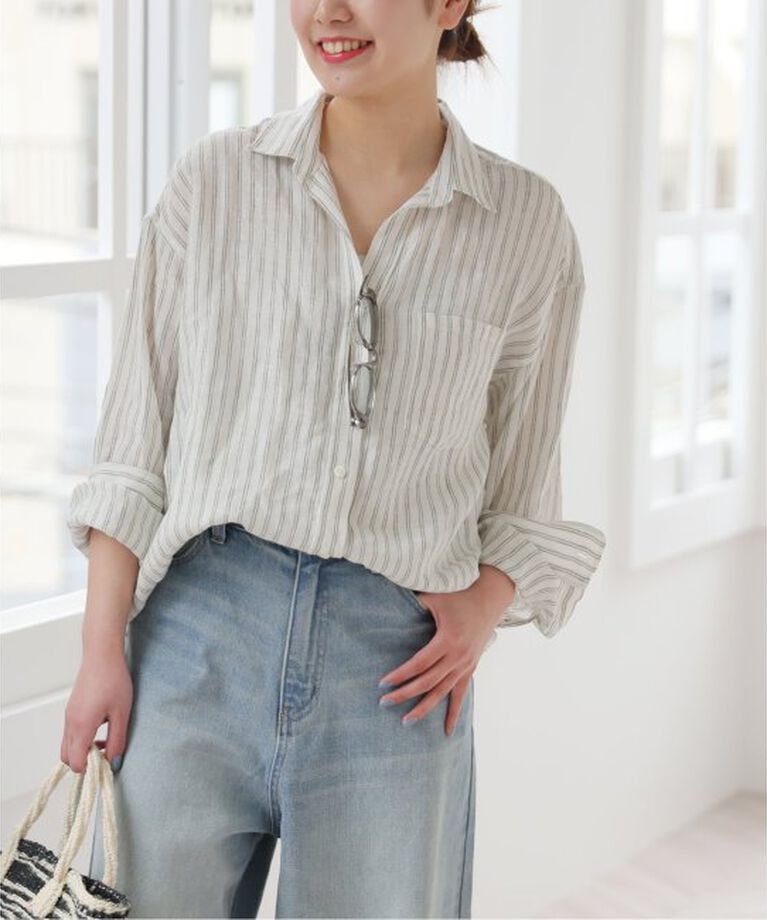 JOURNAL STANDARD relume「手洗い可 / No.66フレンチリネンビッグスキッパー」|シャツ・ブラウス|グリーン