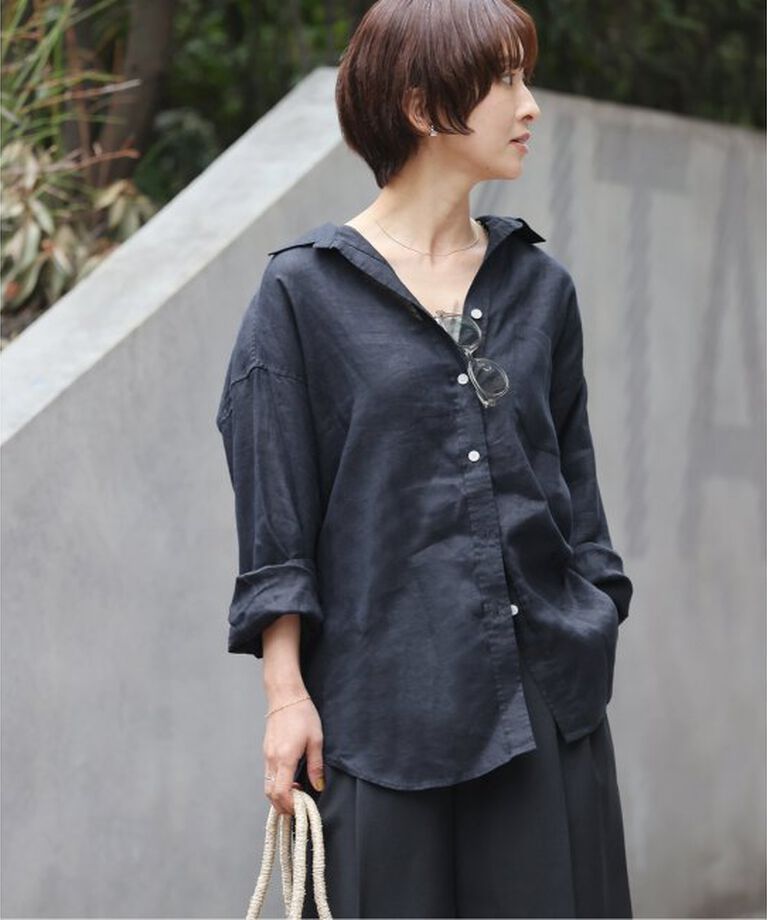 JOURNAL STANDARD relume「手洗い可 / No.66フレンチリネンビッグスキッパー」|シャツ・ブラウス|ネイビー