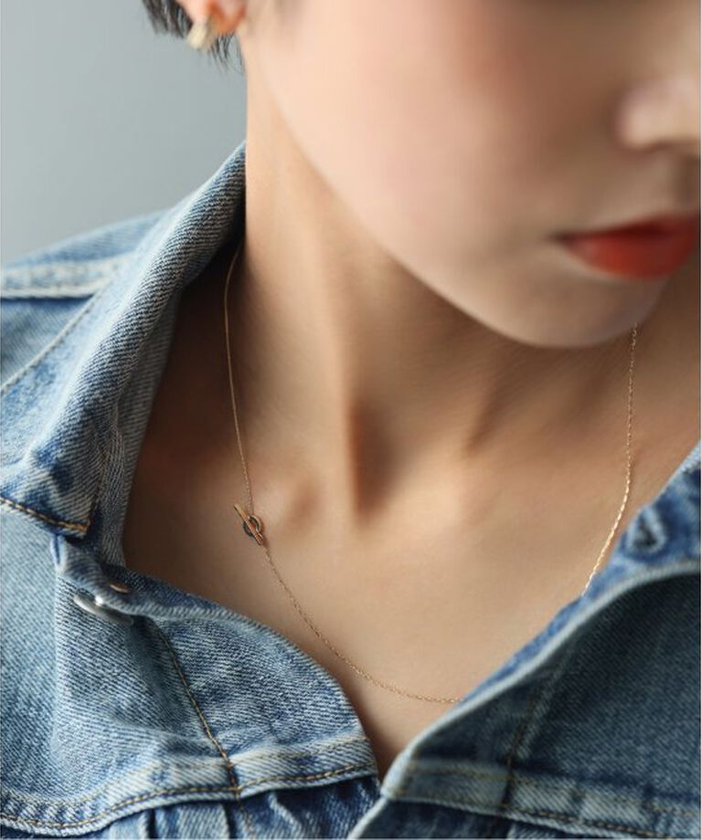 Lilas by Spick&Span「Tバーミックスチェーン45cmネックレス K10」|ネックレス|