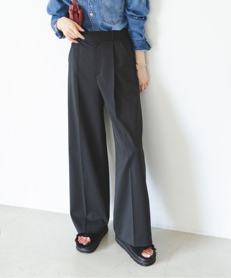 NOBLE「《追加》エステルツイルストレッチスラックスパンツ」|スラックス|ブラック