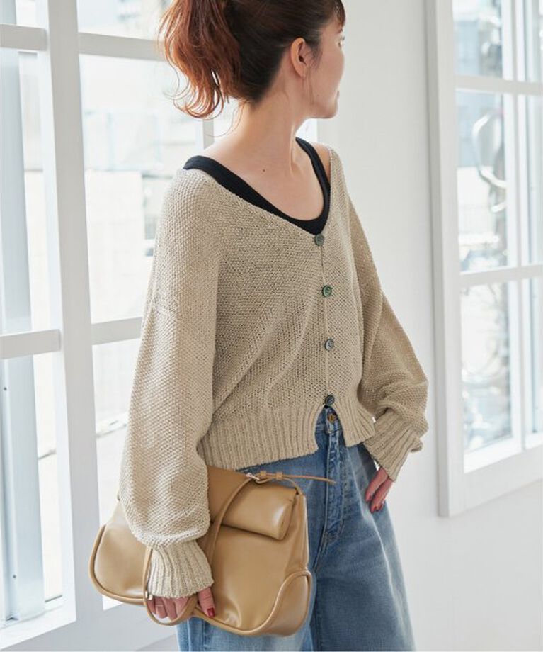 Spick and Span「ペーパーヤーンVネックカーディガン」|カーディガン|
