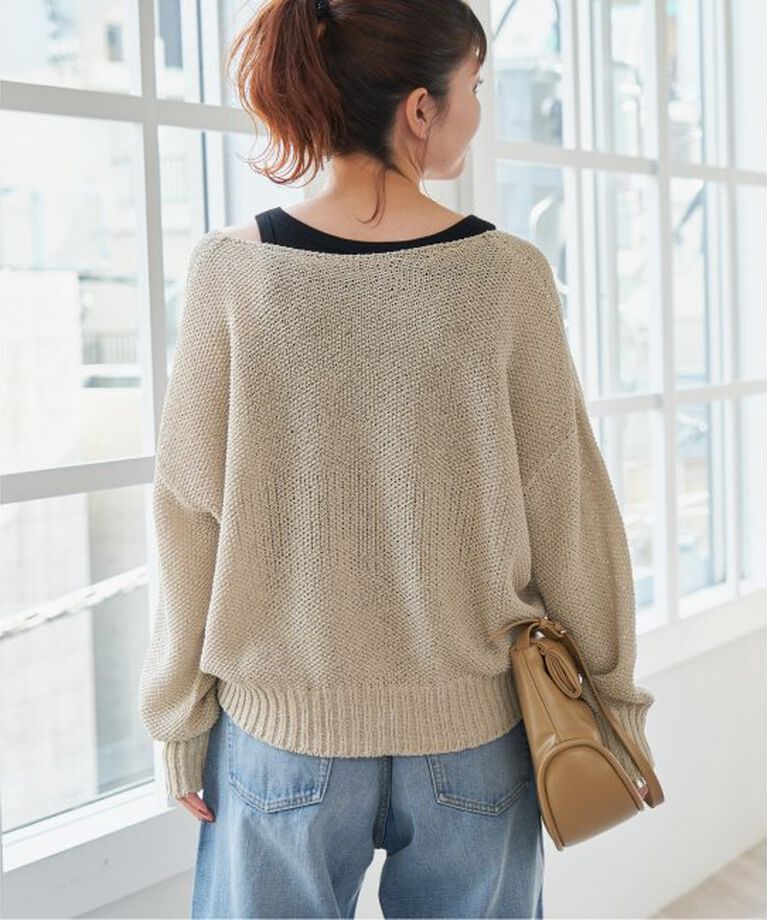 Spick and Span「ペーパーヤーンVネックカーディガン」|カーディガン|