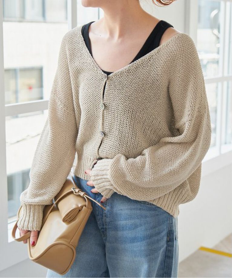 Spick and Span「ペーパーヤーンVネックカーディガン」|カーディガン|