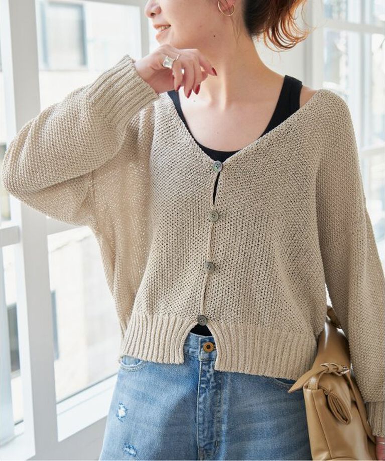 Spick and Span「ペーパーヤーンVネックカーディガン」|カーディガン|