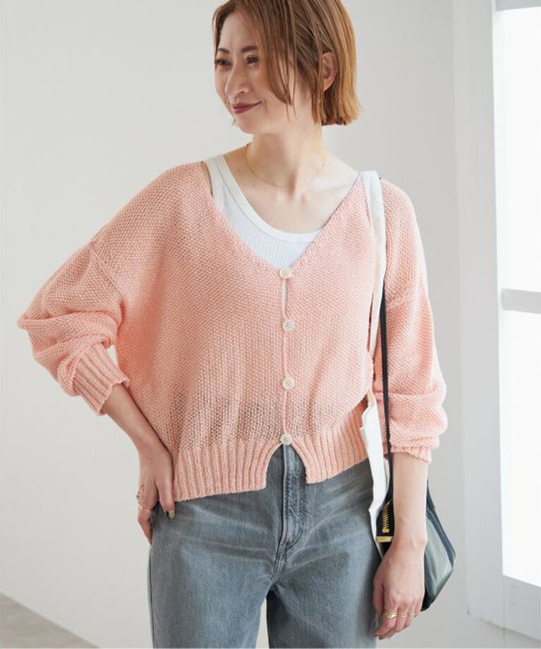 Spick and Span「ペーパーヤーンVネックカーディガン」|カーディガン|