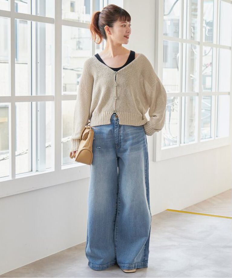 Spick and Span「ペーパーヤーンVネックカーディガン」|カーディガン|