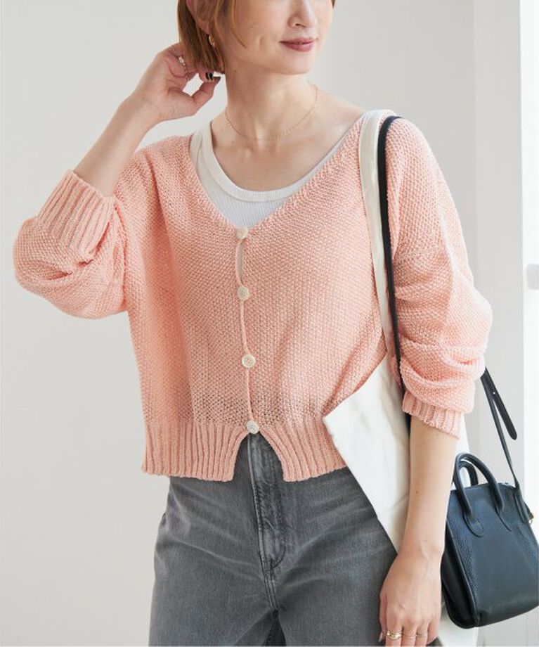 Spick and Span「ペーパーヤーンVネックカーディガン」|カーディガン|
