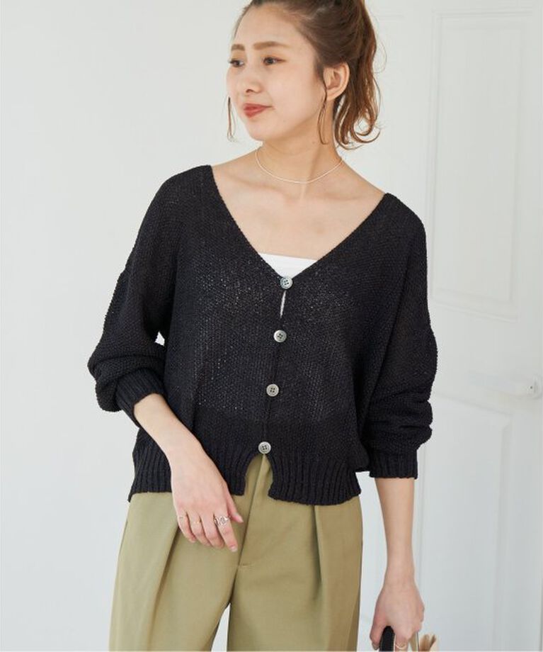 Spick and Span「ペーパーヤーンVネックカーディガン」|カーディガン|