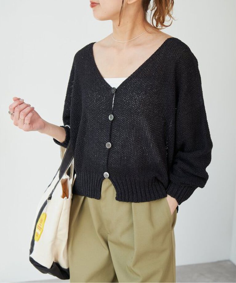 Spick and Span「ペーパーヤーンVネックカーディガン」|カーディガン|