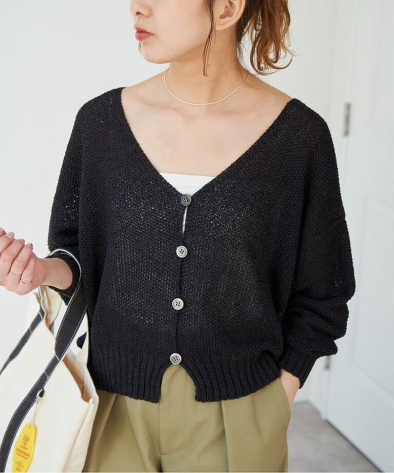 Spick and Span「ペーパーヤーンVネックカーディガン」|カーディガン|