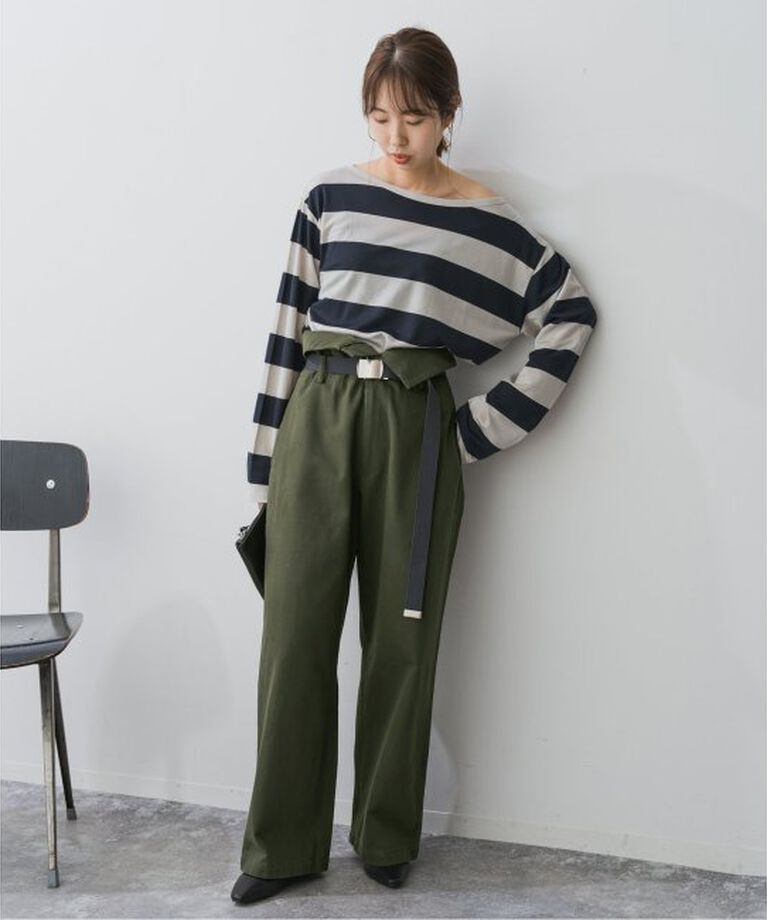 Spick and Span「Higuchi*S2WAYハイウエストパンツ」|チノ|