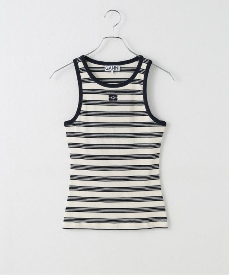 U by SPICK&SPAN「GANNI/ガニー Striped Soft Cotton Rib Tank Top」|タンクトップ|ナチュラル