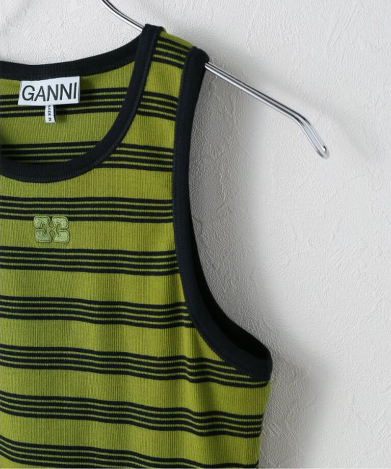 U by SPICK&SPAN「GANNI/ガニー Striped Soft Cotton Rib Tank Top」|タンクトップ|