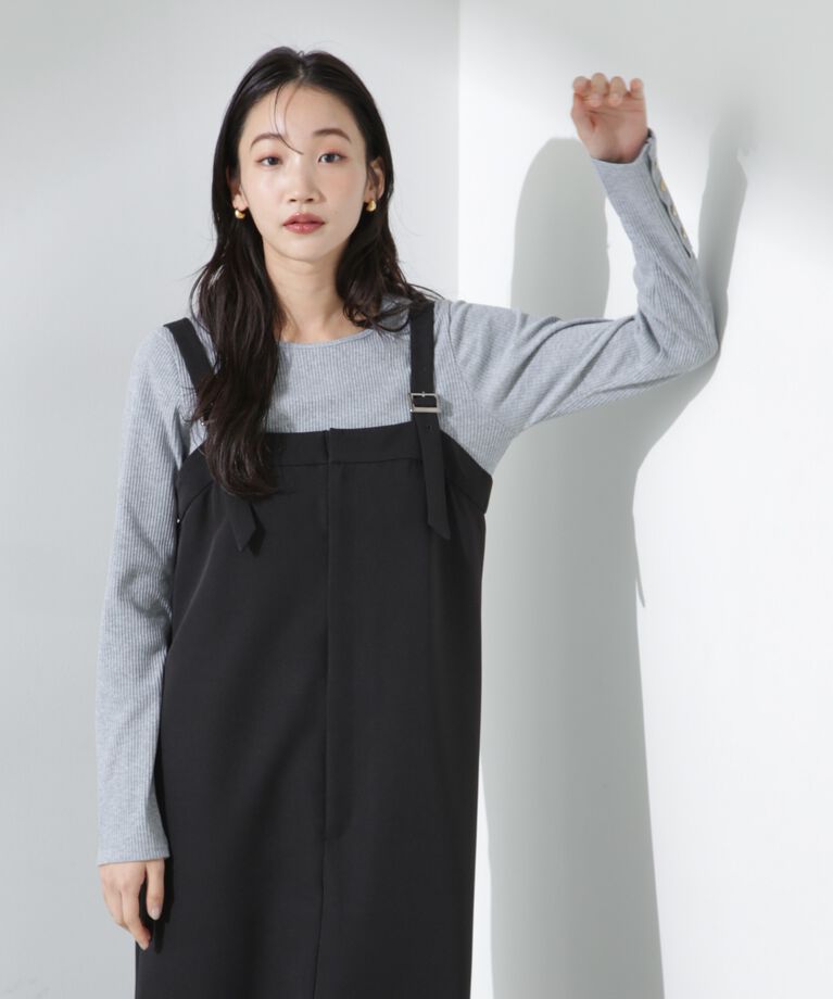 nano･universe「メタルボタンスリーブクルーネックリブカットトップス」|Tシャツ・カットソー|