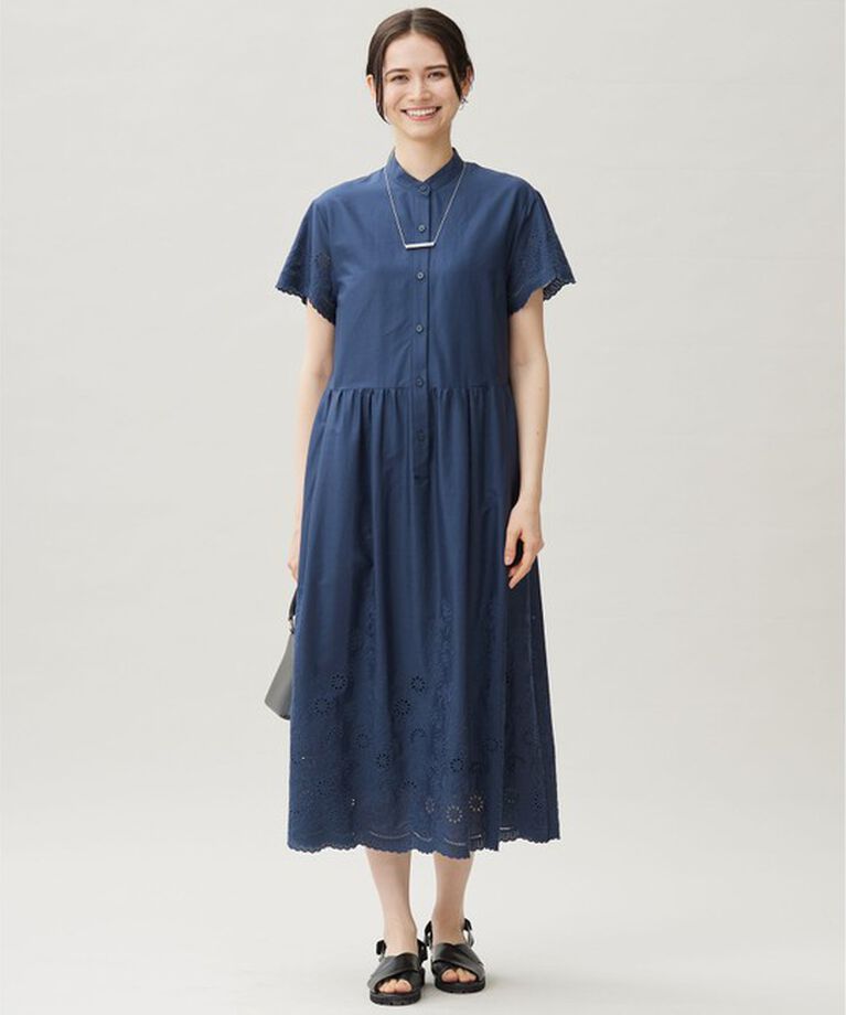 自由区「【カタログ掲載・接触冷感・洗える】エンブロイダリーローンシャツ ワンピース」|ワンピース|