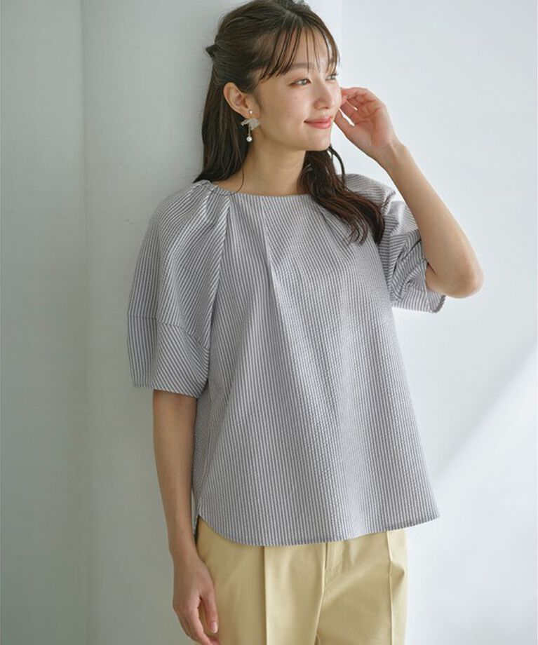 any SiS「【洗える】ランタンスリーブサッカー ブラウス」|Tシャツ・カットソー|ﾌﾞﾙｰｽﾄ