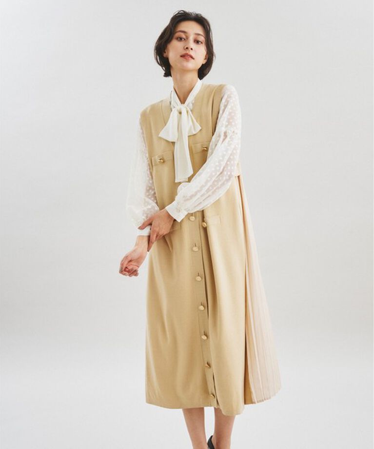  「バックプリーツニットワンピース」|ワンピース|