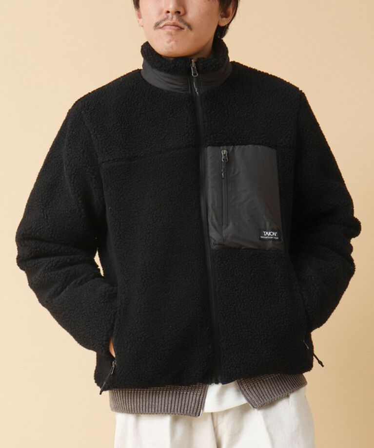 NOLLEY'S goodman「【TAION/タイオン】《配色別注》リバーシブル ボア×ダウンブルゾン 24AW」|ブルゾン・スタジャン|ブラック・グレー系1