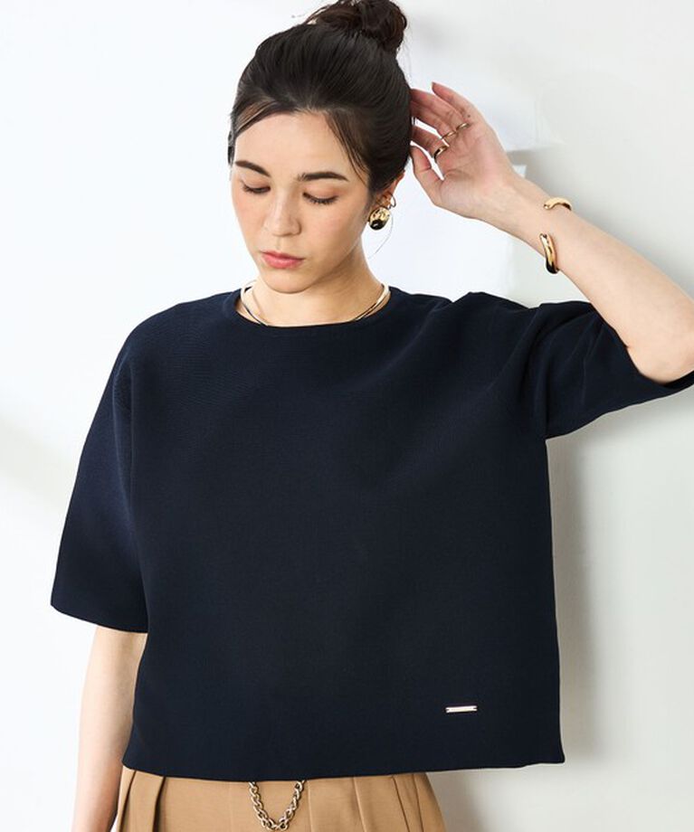 NOLLEY'S「《手洗い可能》ホールガーメントニットTシャツ」|ニット・セーター|ネイビー