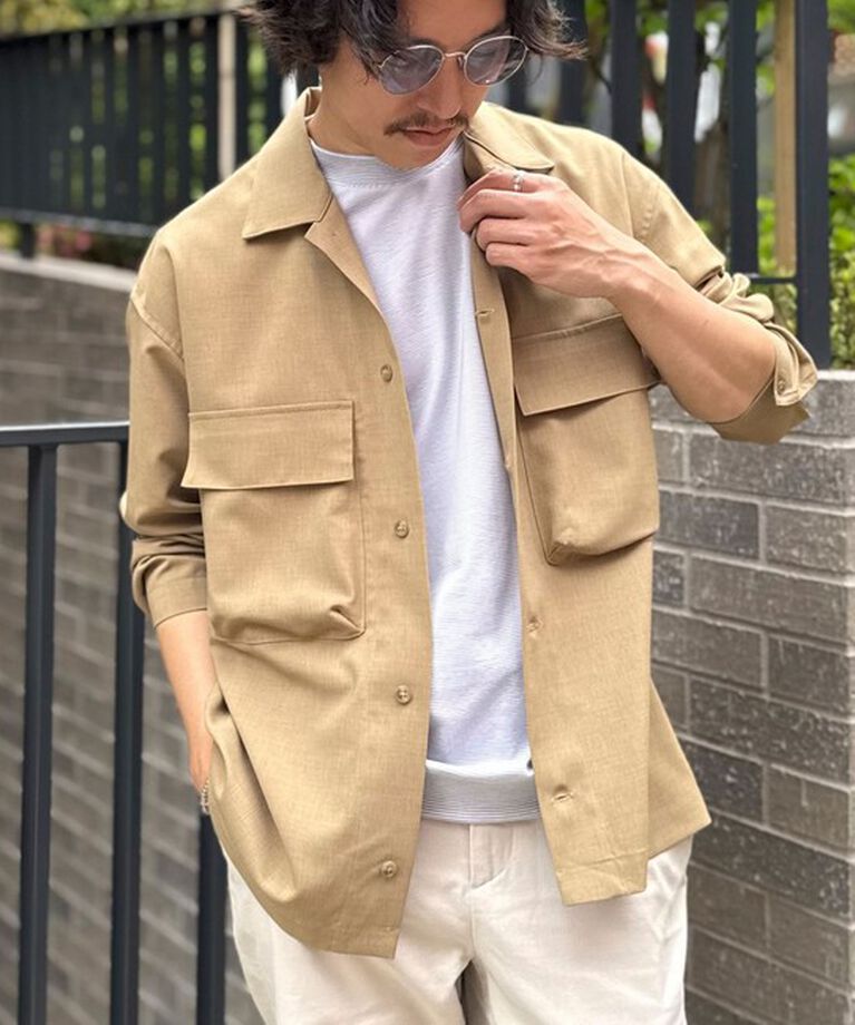 NOLLEY'S goodman「《セットアップ対応》イージーケア ストレッチポプリン シャツブルゾン 25SS」|シャツ・ブラウス|ベージュ