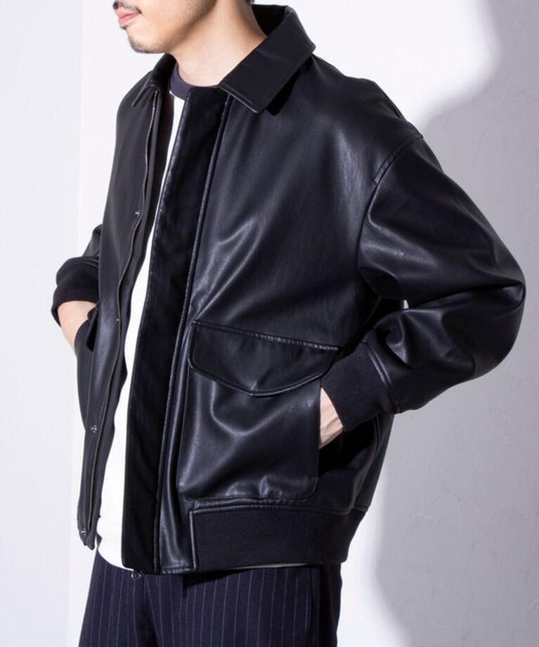 GLOSTER「【GLOSTER/グロスター】フェイクレザーブルゾン A-2 UNISEX」|ブルゾン・スタジャン|