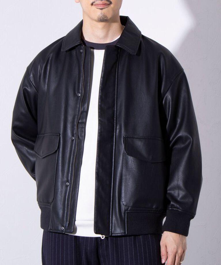 GLOSTER「【GLOSTER/グロスター】フェイクレザーブルゾン A-2 UNISEX」|ブルゾン・スタジャン|