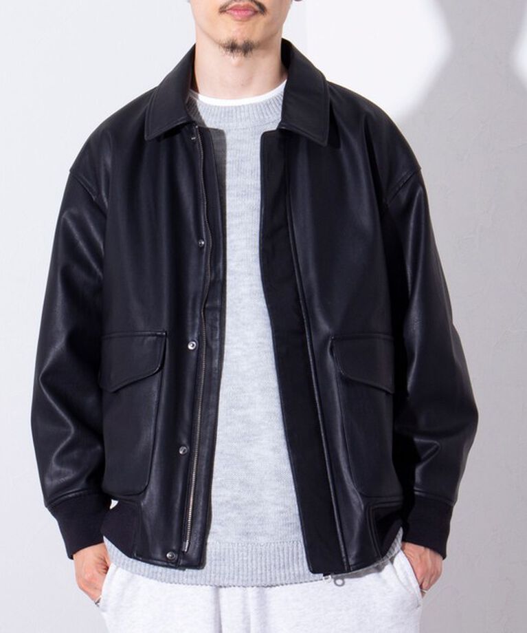 GLOSTER「【GLOSTER/グロスター】フェイクレザーブルゾン A-2 UNISEX」|ブルゾン・スタジャン|