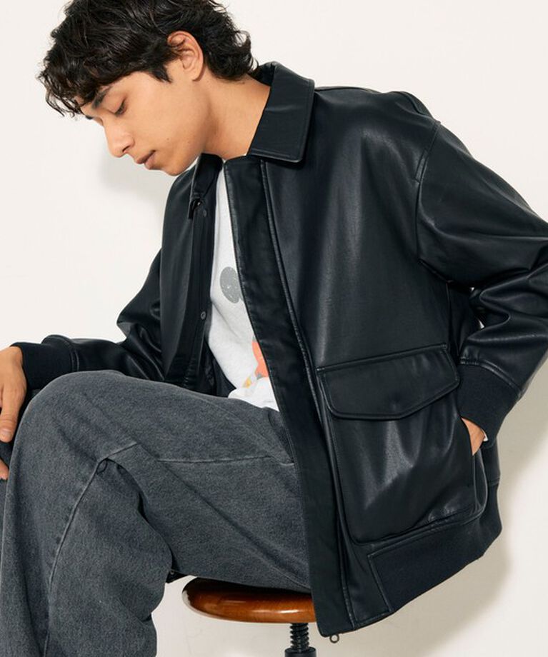 GLOSTER「【GLOSTER/グロスター】フェイクレザーブルゾン A-2 UNISEX」|ブルゾン・スタジャン|