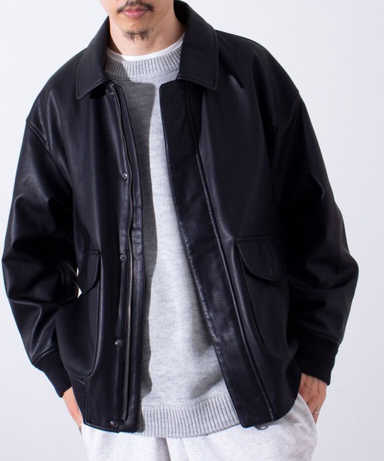 GLOSTER「【GLOSTER/グロスター】フェイクレザーブルゾン A-2 UNISEX」|ブルゾン・スタジャン|