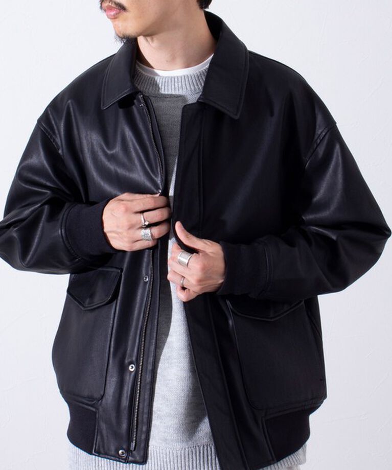 GLOSTER「【GLOSTER/グロスター】フェイクレザーブルゾン A-2 UNISEX」|ブルゾン・スタジャン|