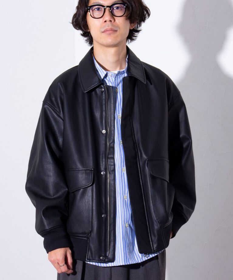 GLOSTER「【GLOSTER/グロスター】フェイクレザーブルゾン A-2 UNISEX」|ブルゾン・スタジャン|
