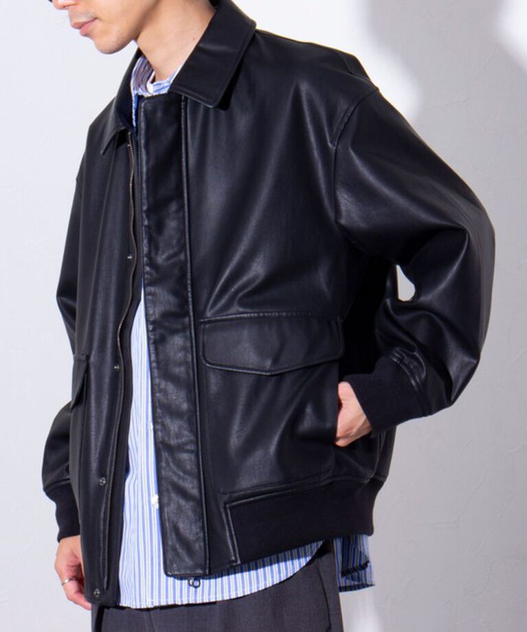 GLOSTER「【GLOSTER/グロスター】フェイクレザーブルゾン A-2 UNISEX」|ブルゾン・スタジャン|