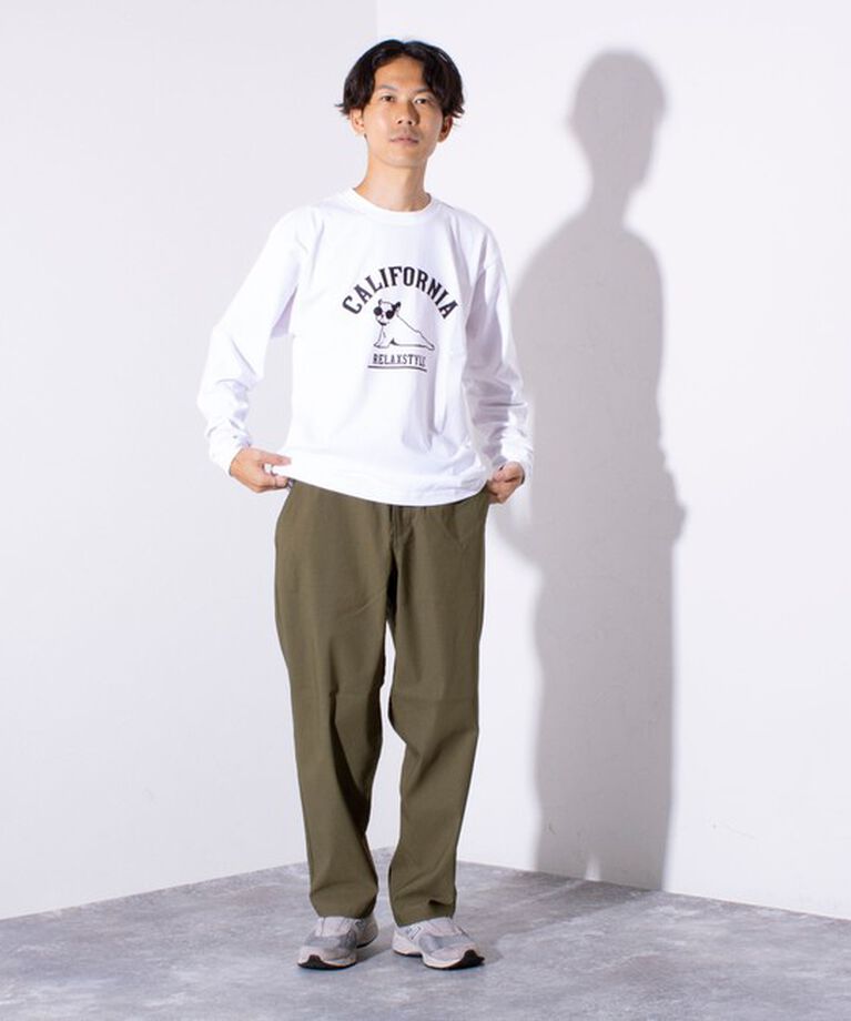 GLOSTER「【GLOSTER/グロスター】ヨガ犬 クルーネック ロングスリーブ 長袖プリントTシャツ」|Tシャツ・カットソー|