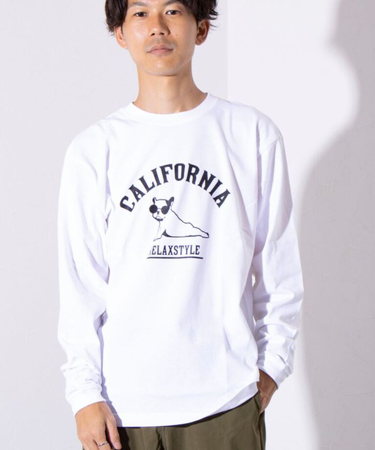 GLOSTER「【GLOSTER/グロスター】ヨガ犬 クルーネック ロングスリーブ 長袖プリントTシャツ」|Tシャツ・カットソー|