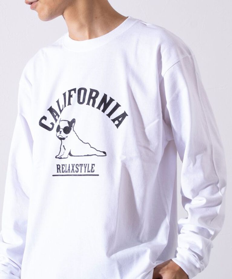 GLOSTER「【GLOSTER/グロスター】ヨガ犬 クルーネック ロングスリーブ 長袖プリントTシャツ」|Tシャツ・カットソー|