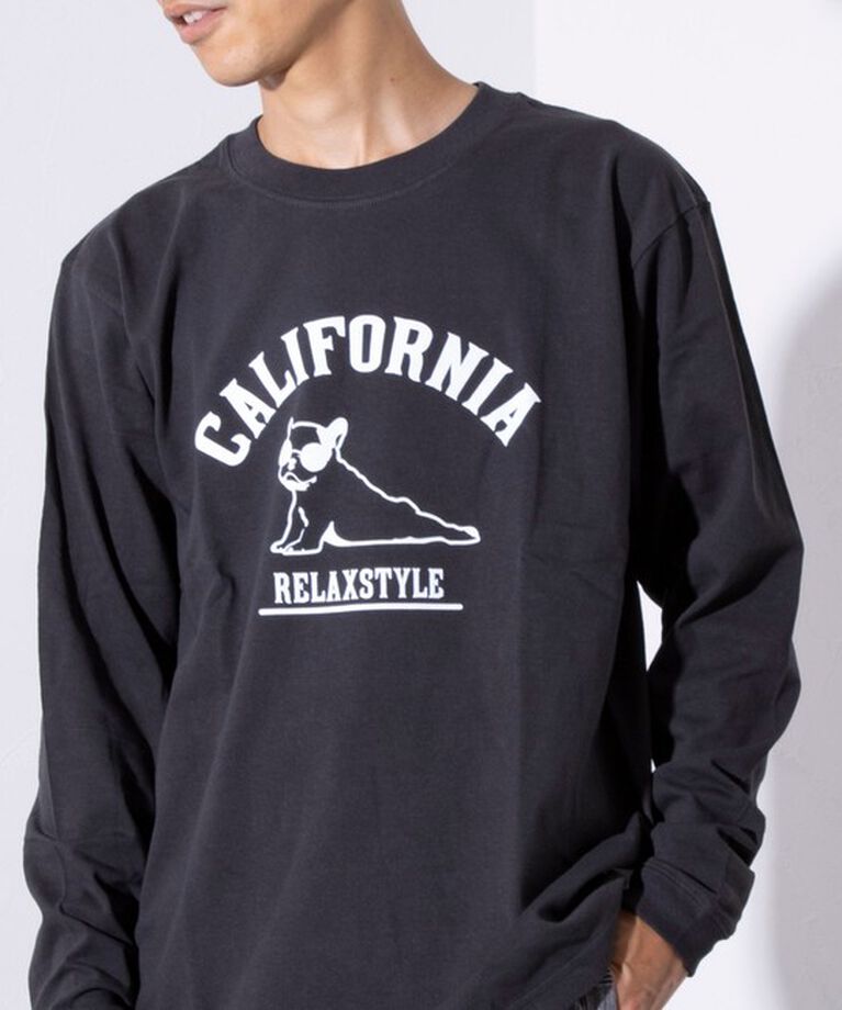 GLOSTER「【GLOSTER/グロスター】ヨガ犬 クルーネック ロングスリーブ 長袖プリントTシャツ」|Tシャツ・カットソー|