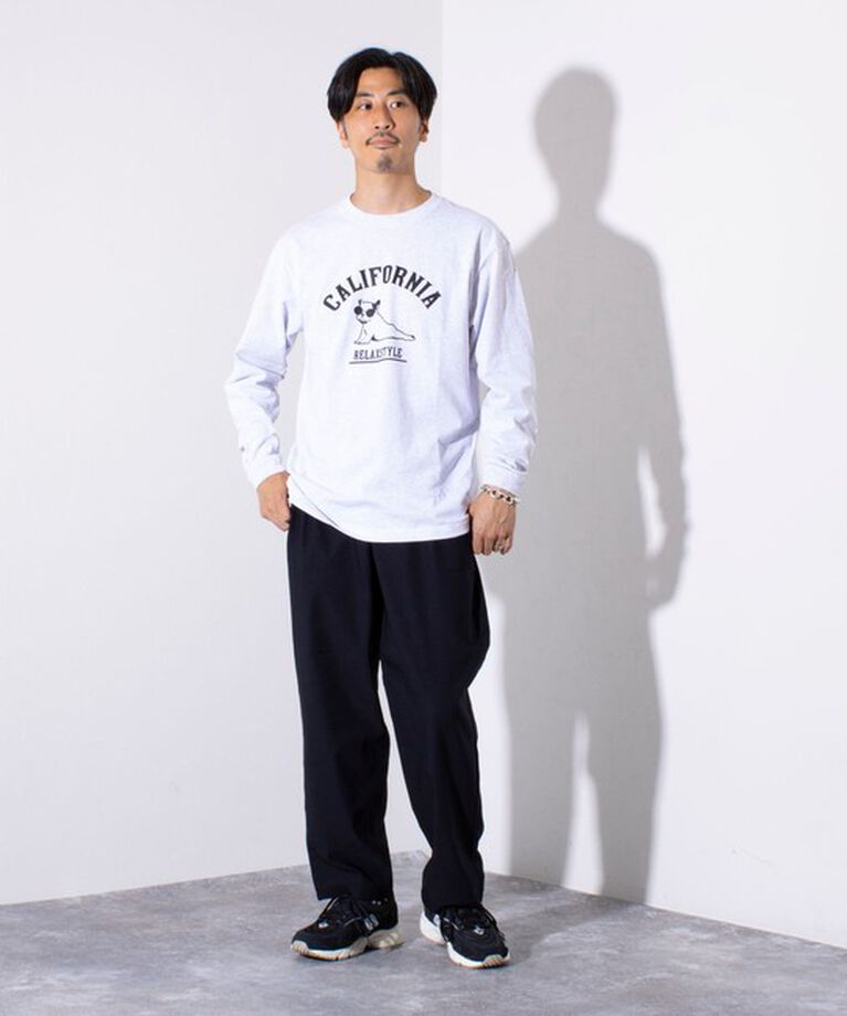 GLOSTER「【GLOSTER/グロスター】ヨガ犬 クルーネック ロングスリーブ 長袖プリントTシャツ」|Tシャツ・カットソー|