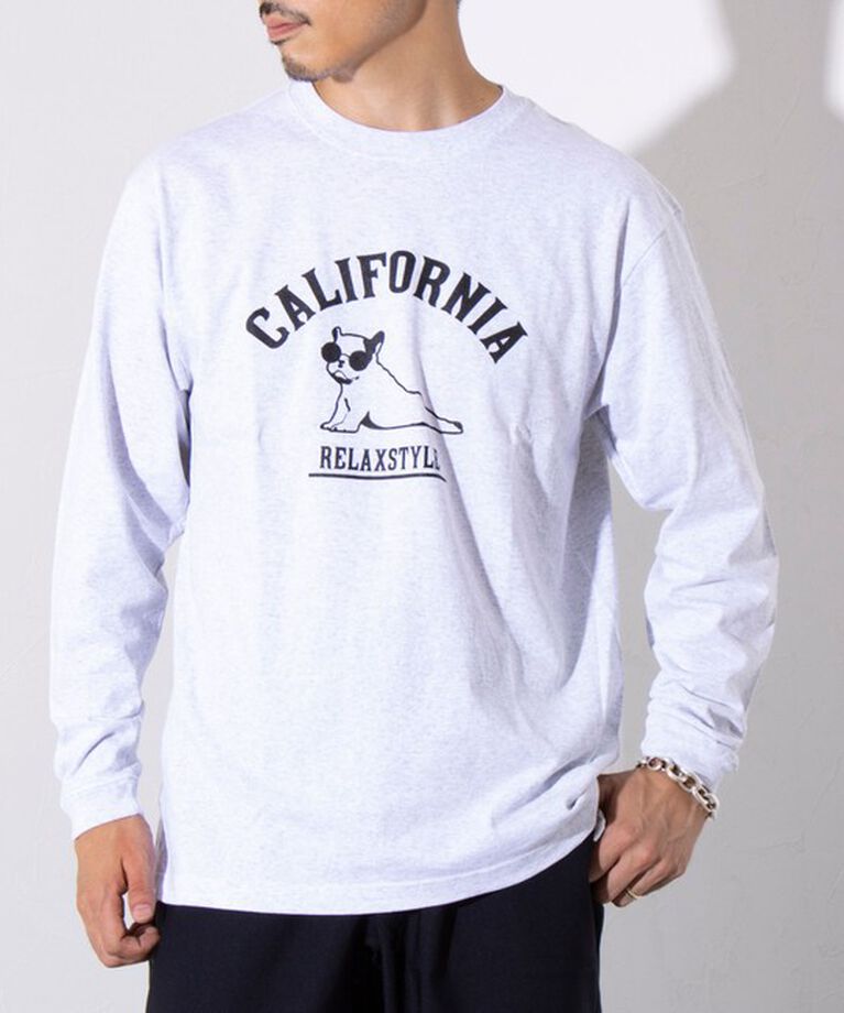 GLOSTER「【GLOSTER/グロスター】ヨガ犬 クルーネック ロングスリーブ 長袖プリントTシャツ」|Tシャツ・カットソー|