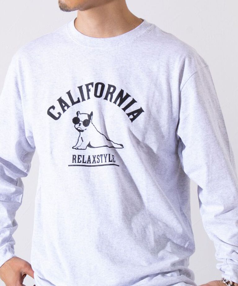 GLOSTER「【GLOSTER/グロスター】ヨガ犬 クルーネック ロングスリーブ 長袖プリントTシャツ」|Tシャツ・カットソー|