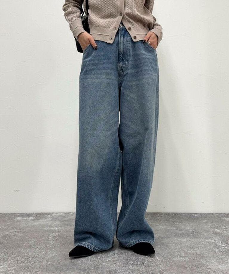 fredy emue「ハイウエストルーズデニムパンツ」|デニム|ブルー