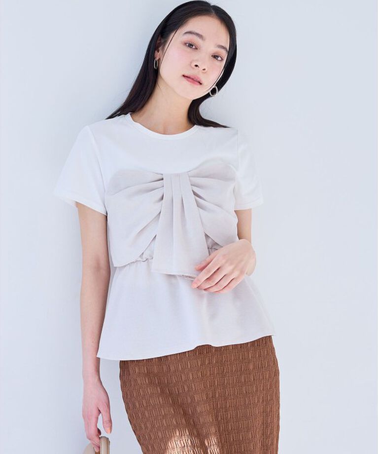 VIS「【新色追加】【美easy】ねじりリボンTシャツドッキングプルオーバー【接触冷感/洗える】」|Tシャツ・カットソー|キナリ(16)