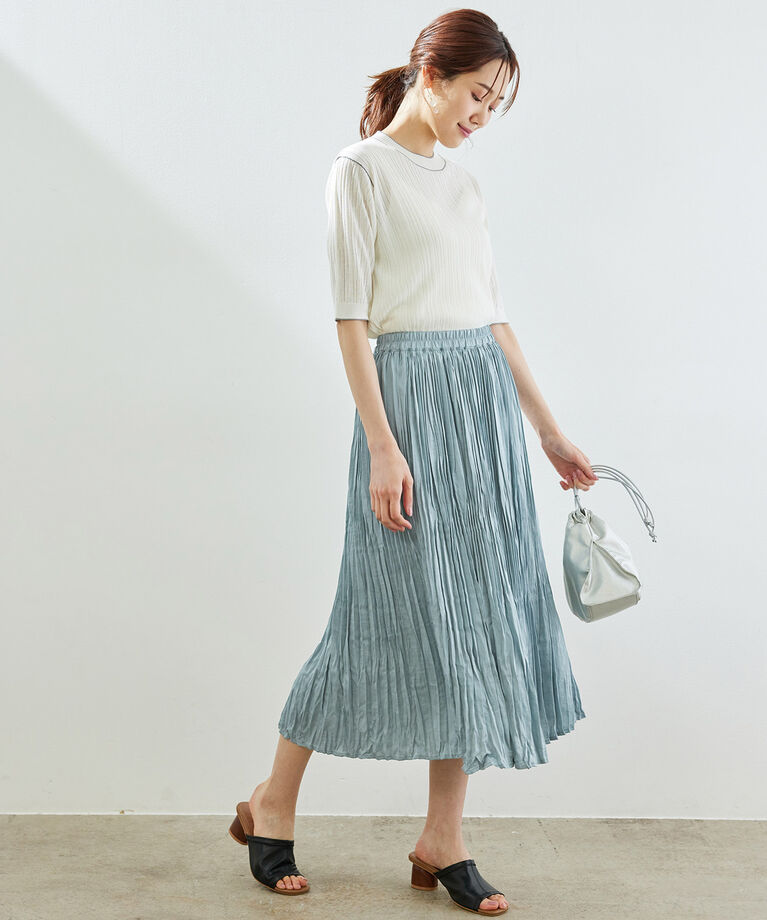 Rope’Picnic「サテンワッシャープリーツスカート」|スカート|