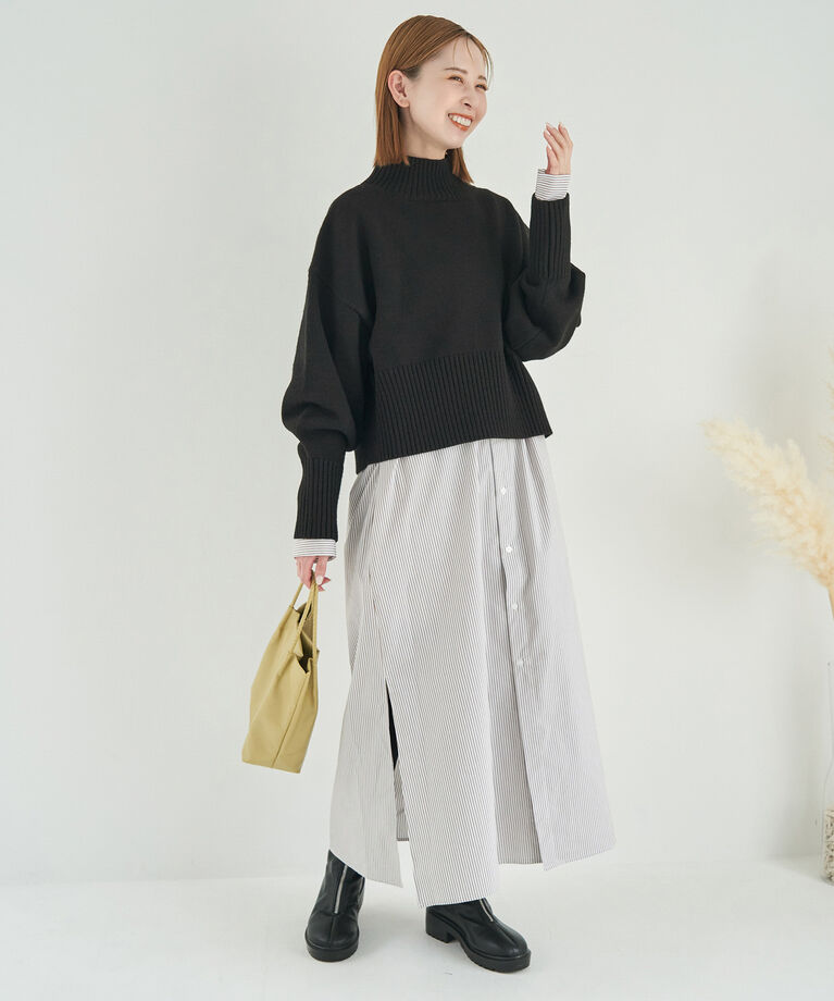 Rope’Picnic「【CM着用商品】スタイルアップが叶うクロップドカラフルニット」|ニット・セーター|