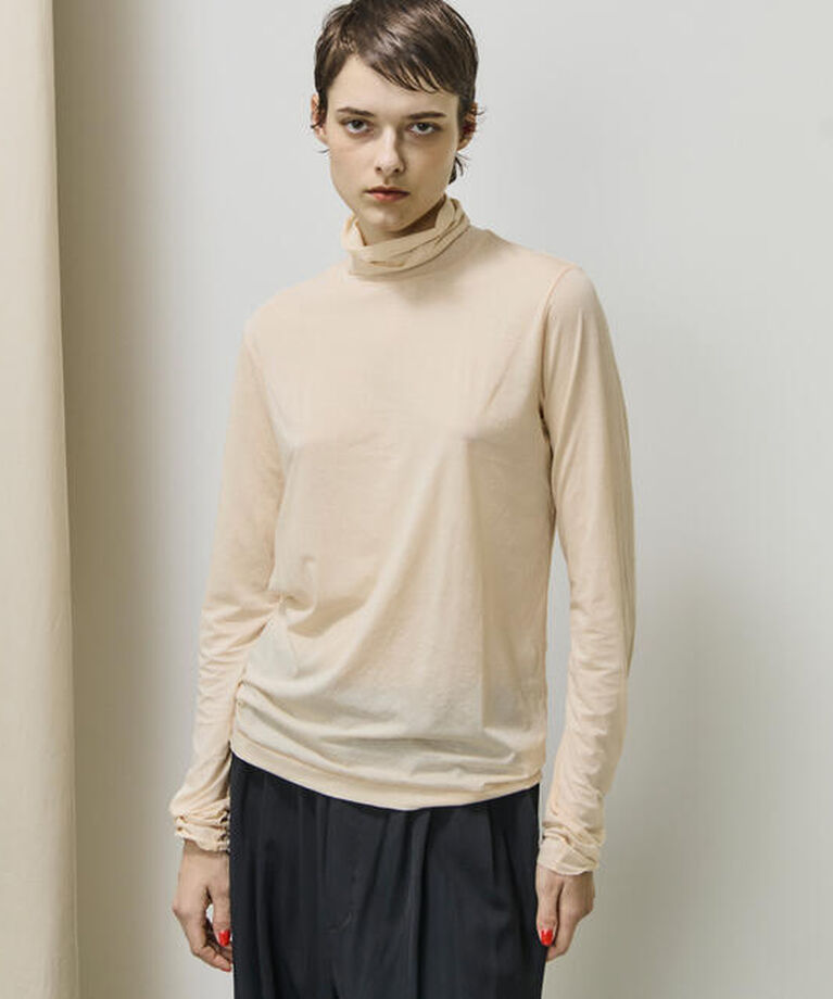 unfil「unfil | ツイストコットン シアーハイネック長袖Tシャツ WOMEN」|Tシャツ・カットソー|ECRU