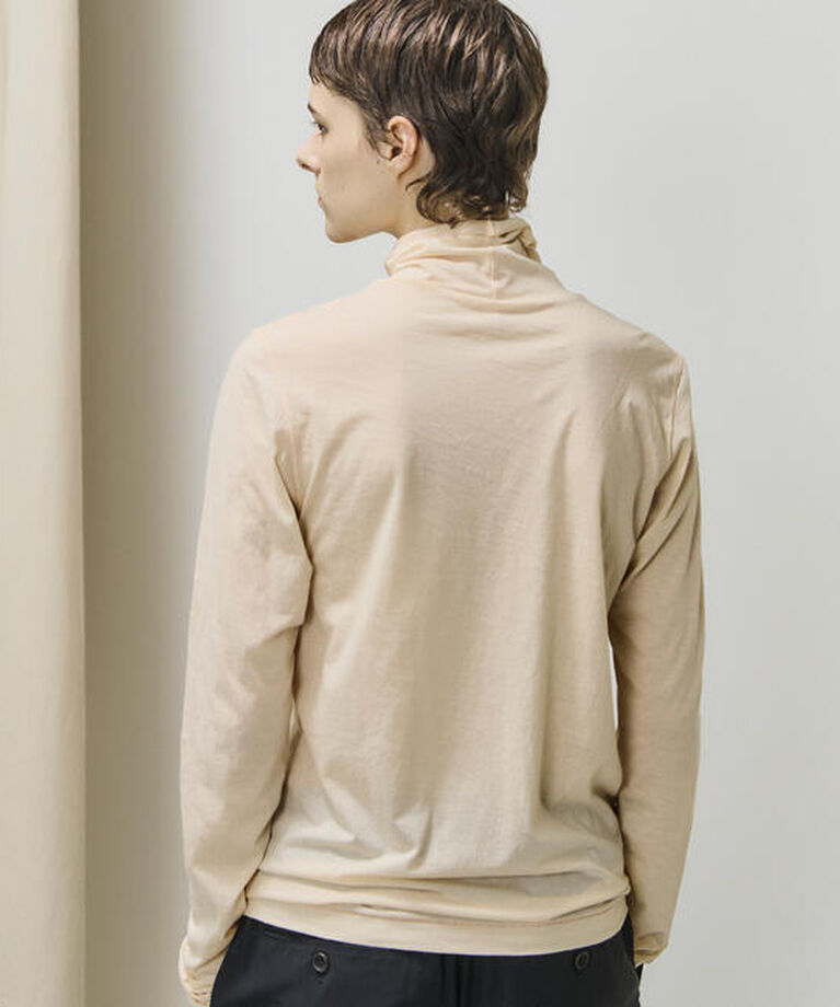 unfil「unfil | ツイストコットン シアーハイネック長袖Tシャツ WOMEN」|Tシャツ・カットソー|